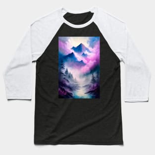 mountain landscape in psychedelic shades of lavender and purple Baseball T-Shirt